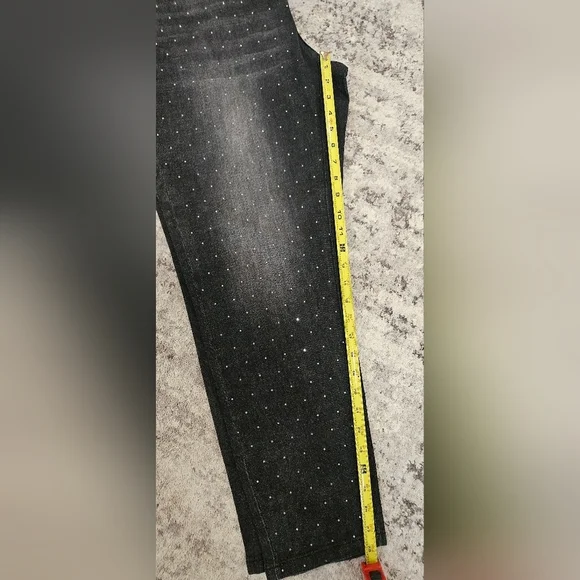 RM Rebecca Minkoff Crystal Studded Black Jeans, Size 18W - Picture 7 of 8